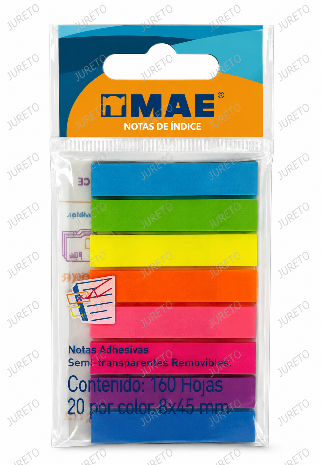 NOTAS DE INDICE ADHESIVAS 160 hojas 8X45MM MARCA MAE