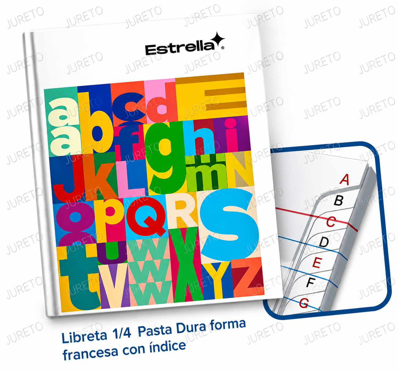 LIBRETA 1/4 PASTA DURA FORMA FRANCESA CON INDICE MARCA ESTRELLA